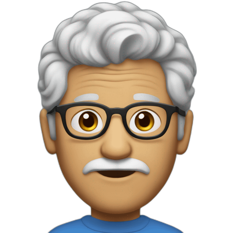 Abuelo lentes azules pelo corto, cejas negras y barba corta emoji