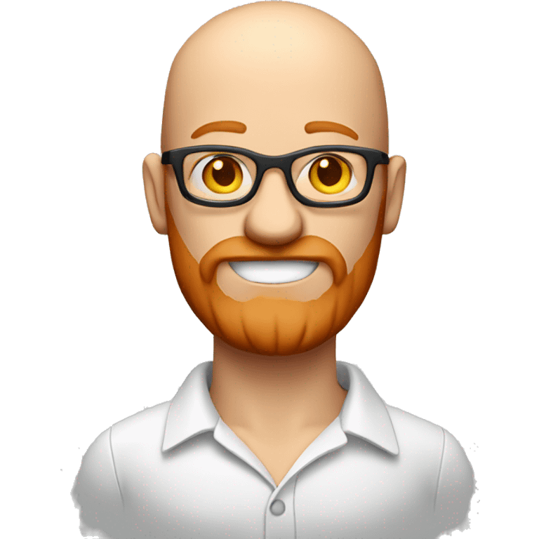 3d almost bald man with red glasses and ginger beard wearing modern shirt emoji