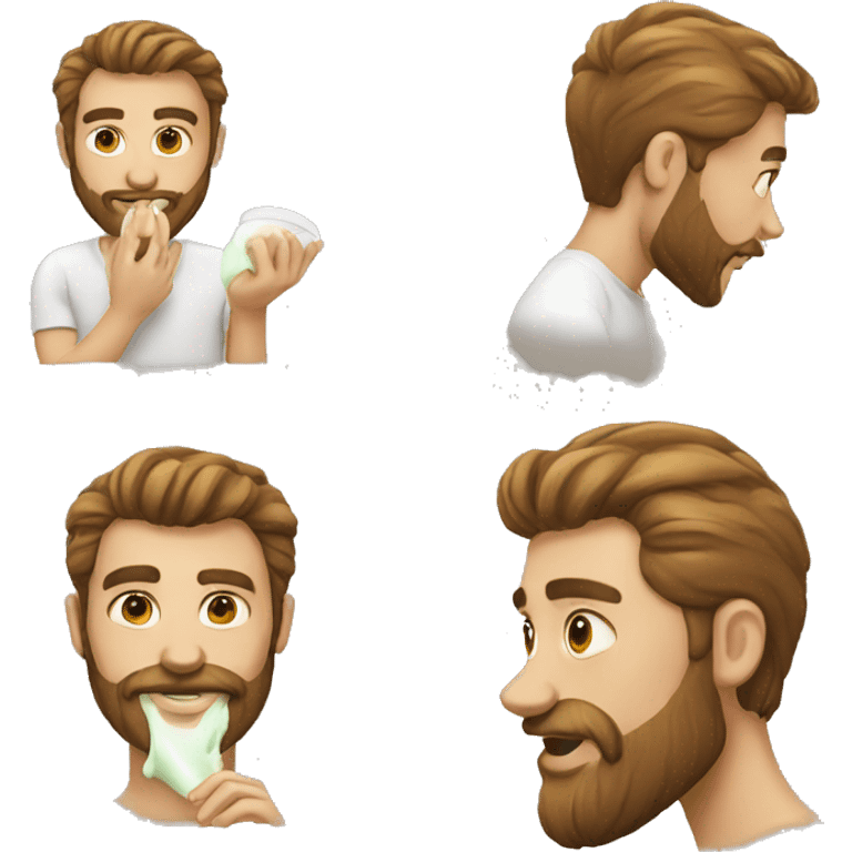 a man with beard applying cream emoji