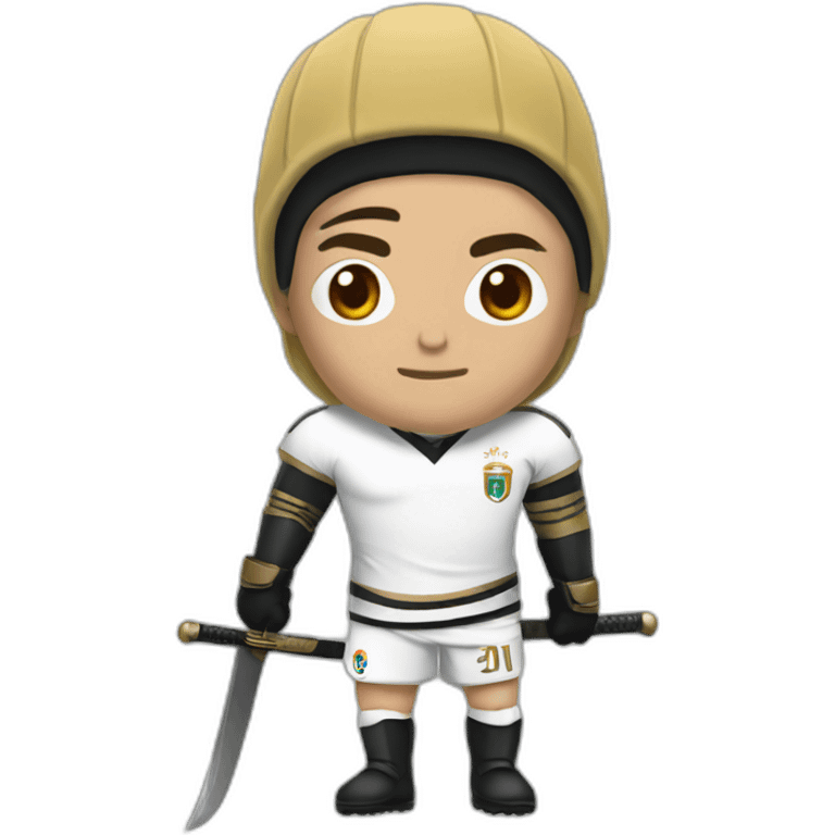 Ronaldo head with black beanies and saber emoji