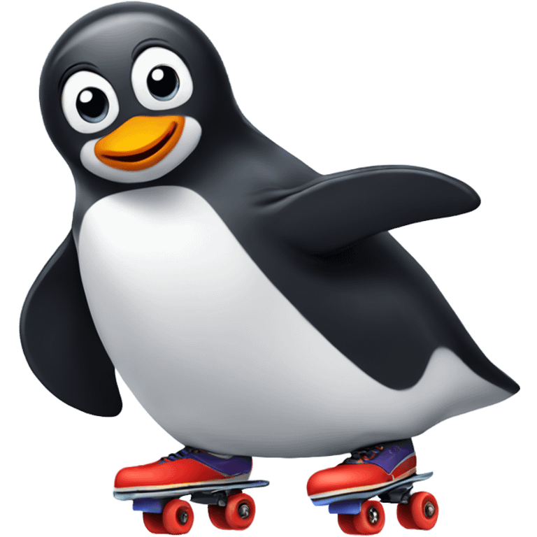 Penguin rollerskating  emoji