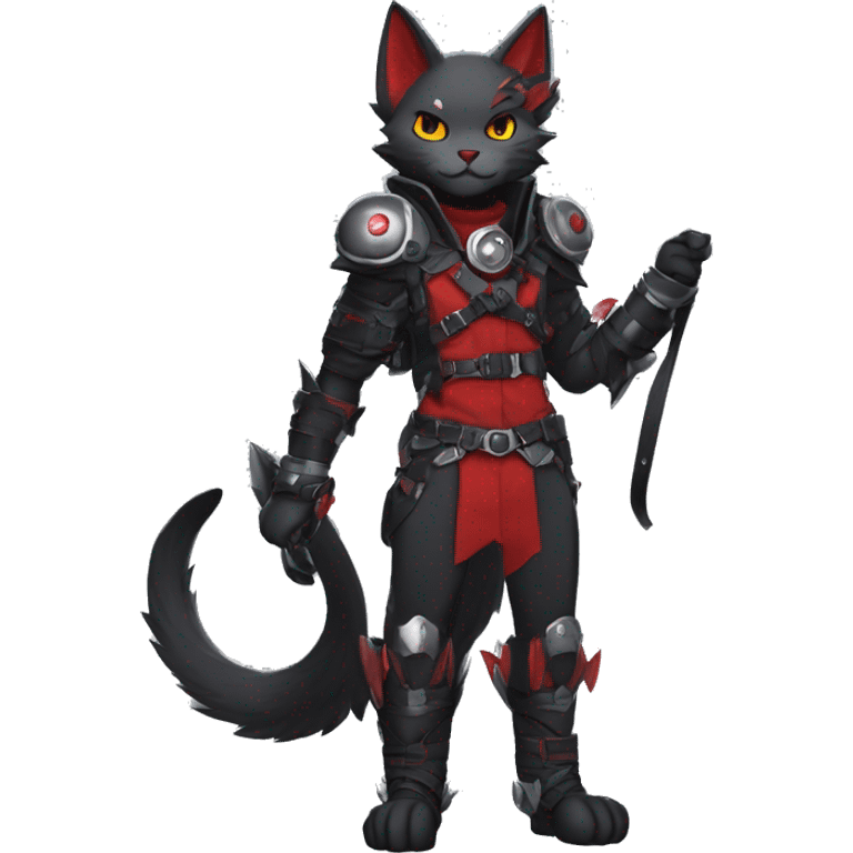 Anthro cool cute edgy elegant beautiful black grey punk techwear red fantasy nargacuga-bat-cat-Fakemon collar harness warrior full body emoji