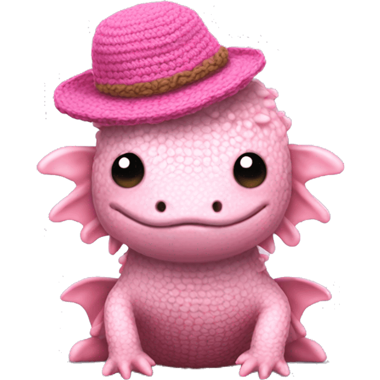 pink crochetteaxolotl with hat  emoji