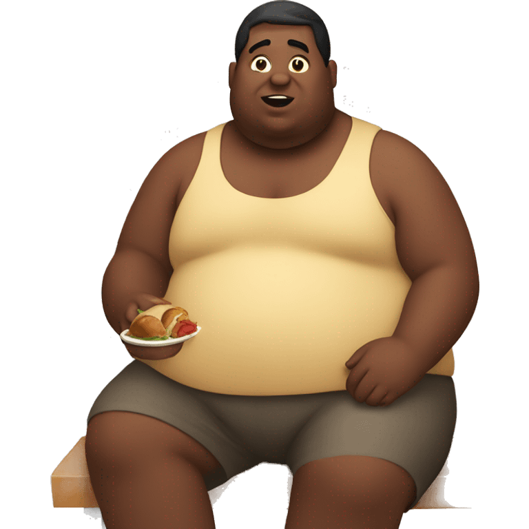 Fat person sitting down eating turkey  emoji