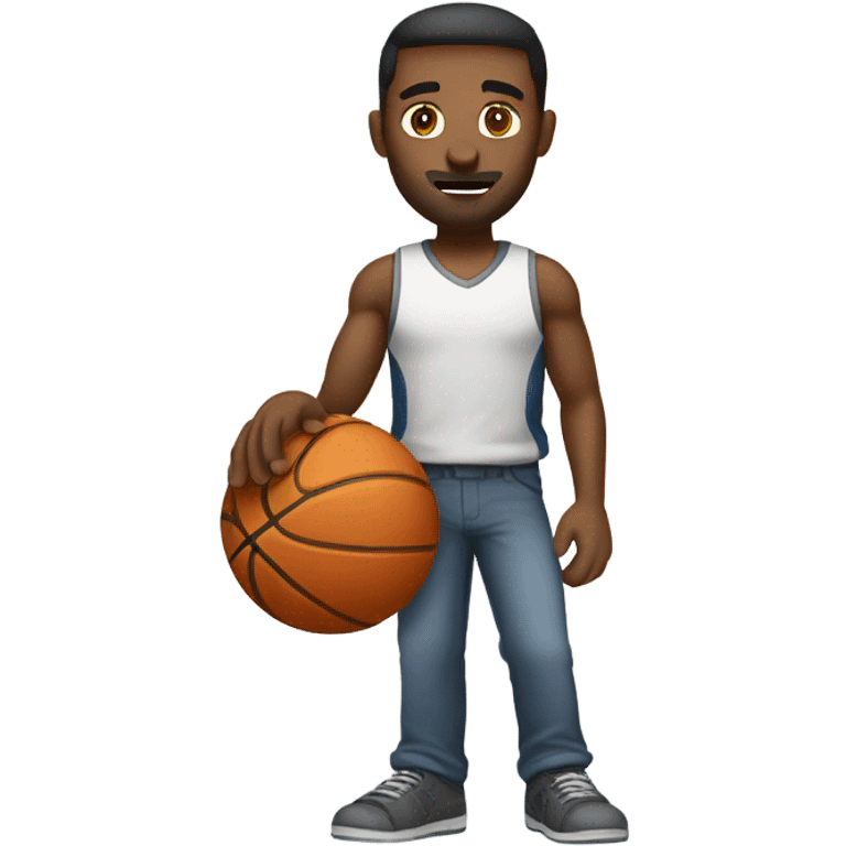 Guy holding basketball  emoji