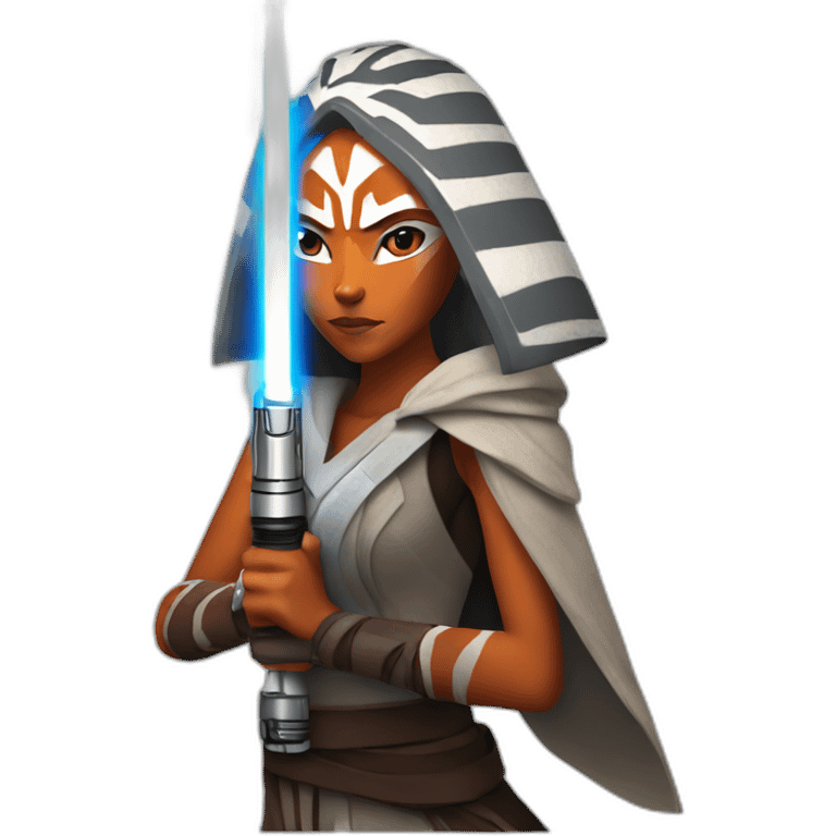 Ahsoka mounting a lightsaber emoji