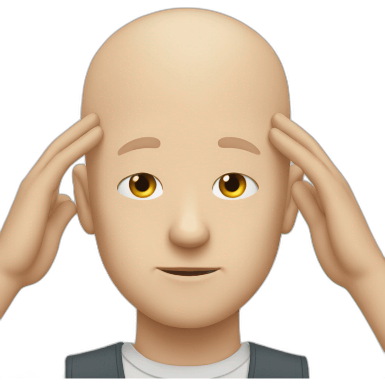 Bald white guy with his hands over his face emoji