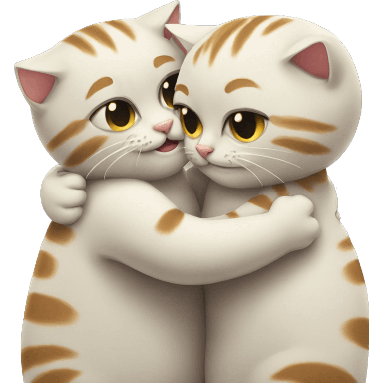 two cats hug each other emoji