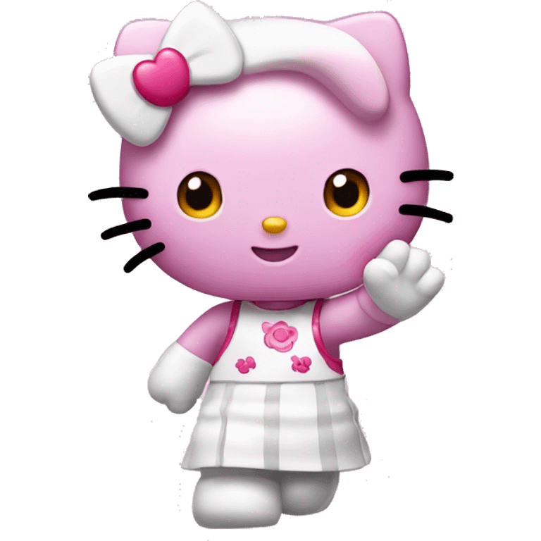 Hello kitty waving emoji