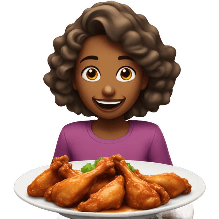 Girl eating wings  emoji