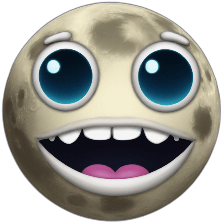 planet moon with huge lips and female eyes emoji