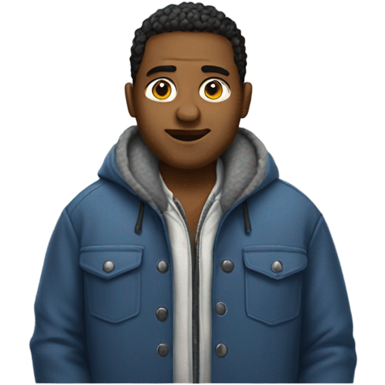 Man wearing really big jacket emoji