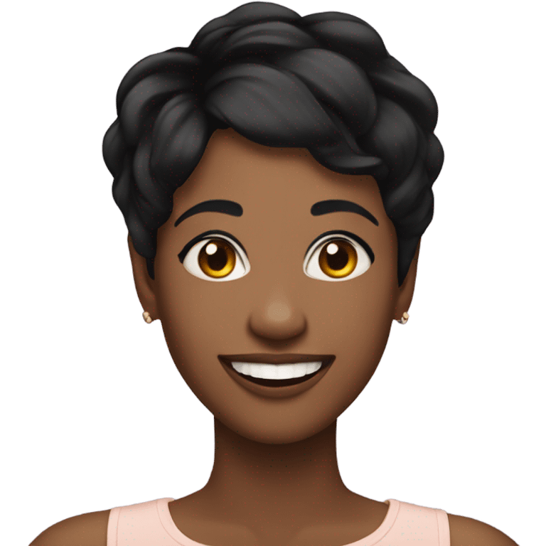 woman short pixie cut black hair smiling emoji