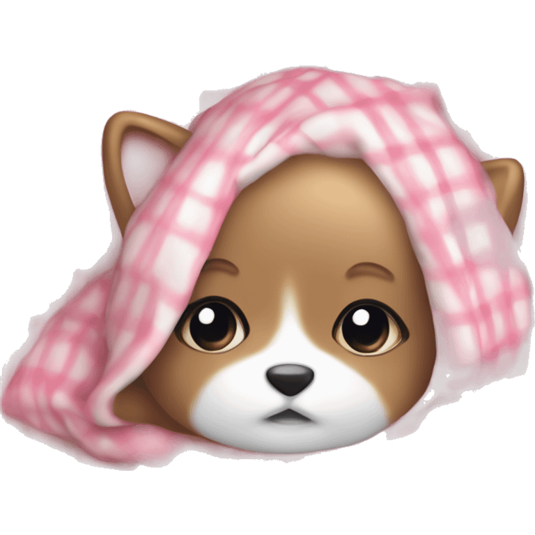 Cute pink and white plaid blanket ￼ emoji