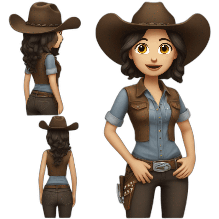 yee-haw girl dark brown hair emoji