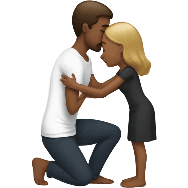 Woman kneeling on a man's legs emoji