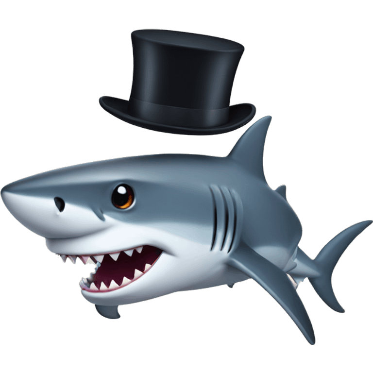 Shark with a top hat emoji