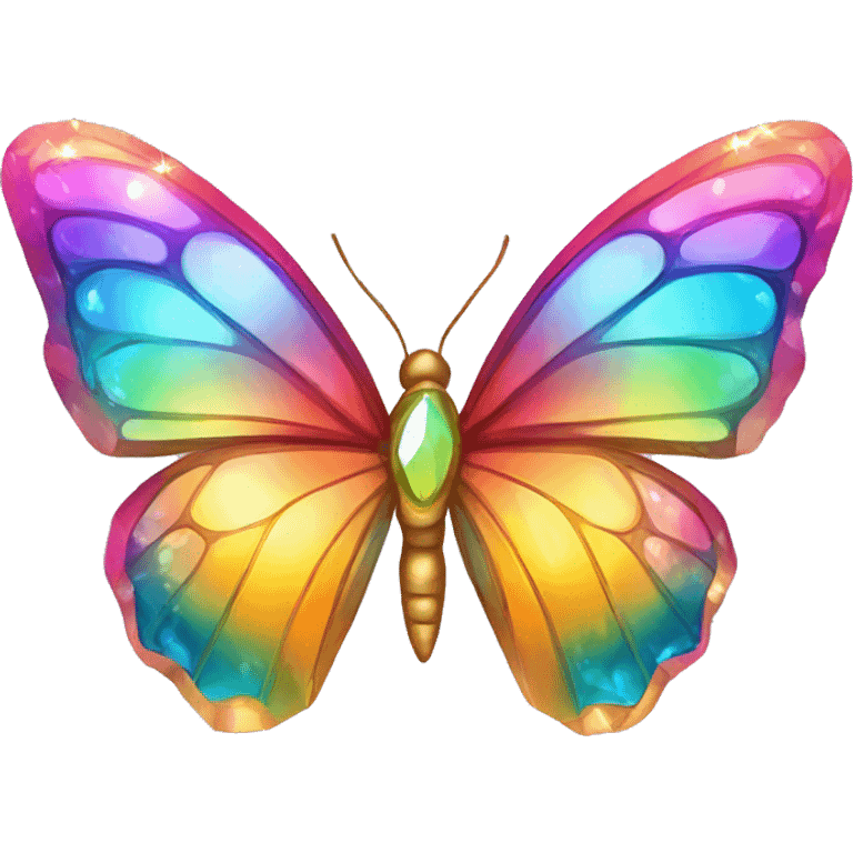 One Shiny-Colorful-Iridescent-Sparkle-Rainbow-Gradient-Crystal-Gem-Butterfly-Crystal-Fly emoji