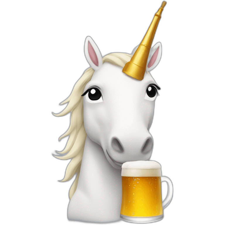 Licorne qui boit une bière emoji