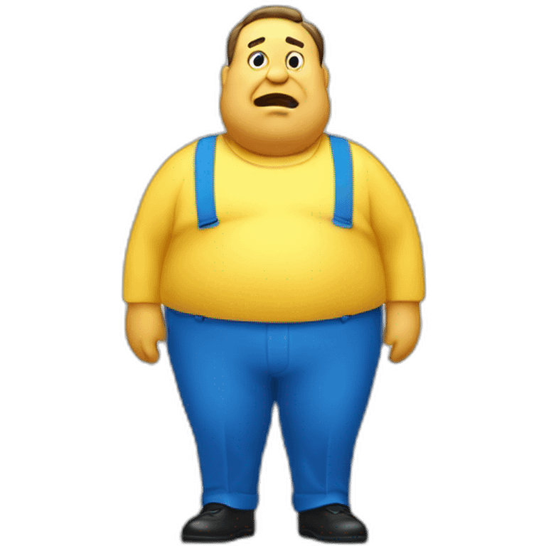 Yellow and blue 50s fat man wondering emoji