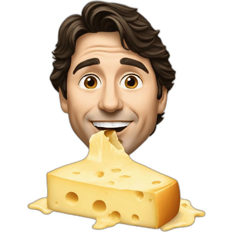 Justin Trudeau eating cheese emoji