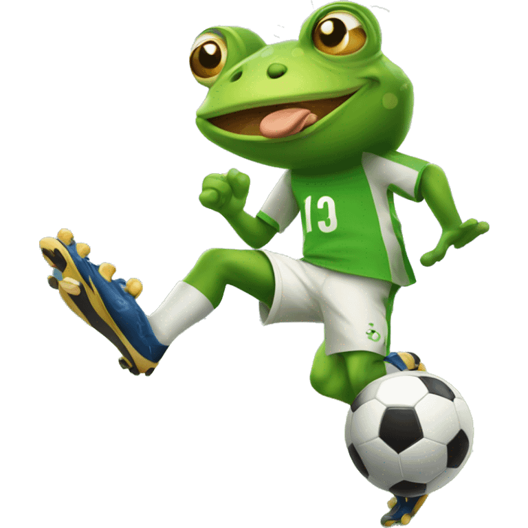 Frog playing soccer emoji