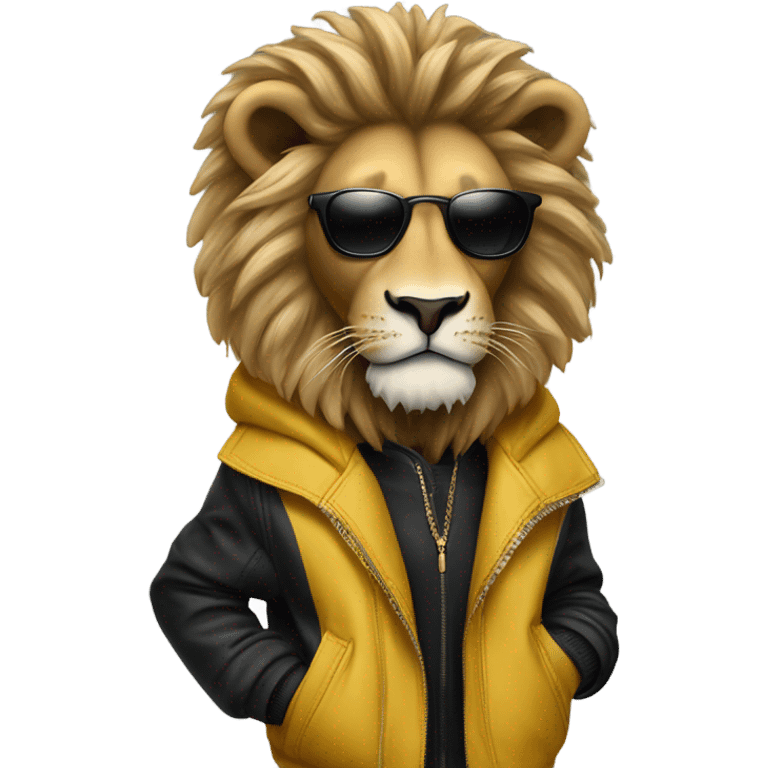 Cool lion with balenciaga clothes emoji