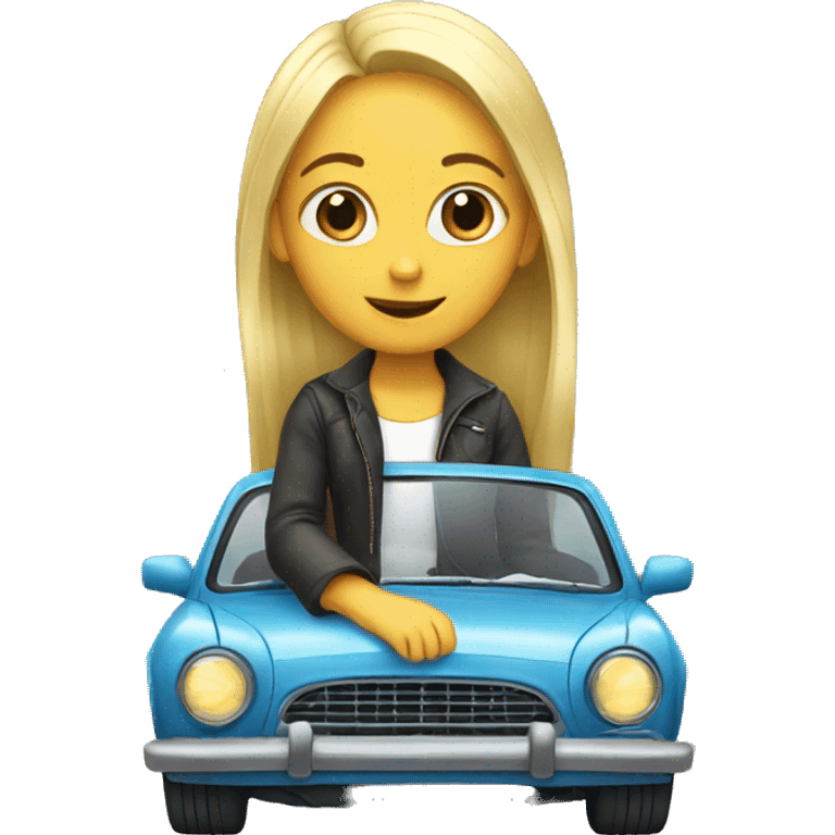 Girl with car emoji