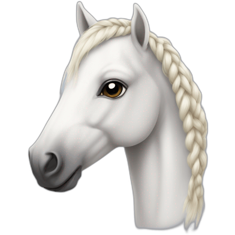 Realistic white pony with a braids emoji