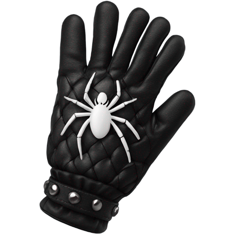 spider black studded leather glove with a face emoji