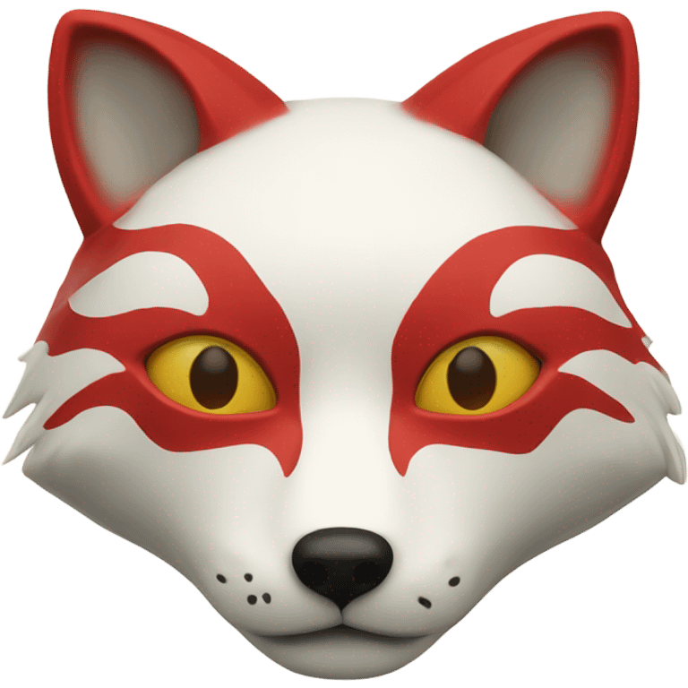 White and red japanese fox mask emoji