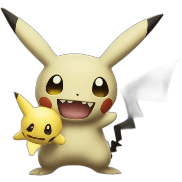 pokemon Mimikyu abrazando a pokachu emoji