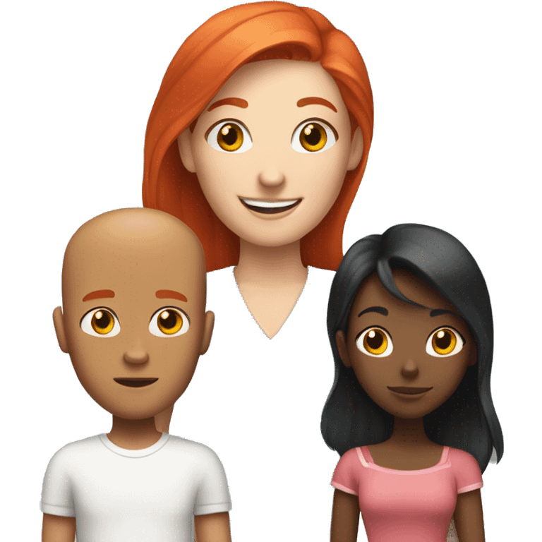 Family With a red hair women, a bald man and a huge man With red hair and a young girl With blond hair and a black withe dog emoji