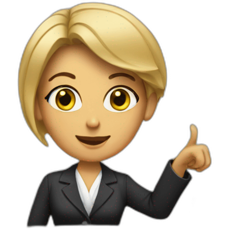 female lawyer pointing emoji