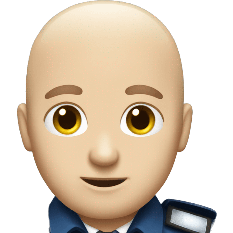 A WHITE Police man bald with blue uniform with Big ANGEL WINGS emoji