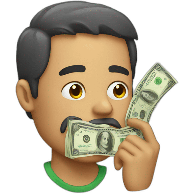 A man eating money emoji