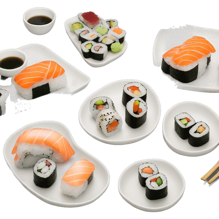 sushi rolls on stylish plates  emoji