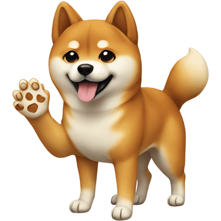 Shiba with one paw on hand emoji