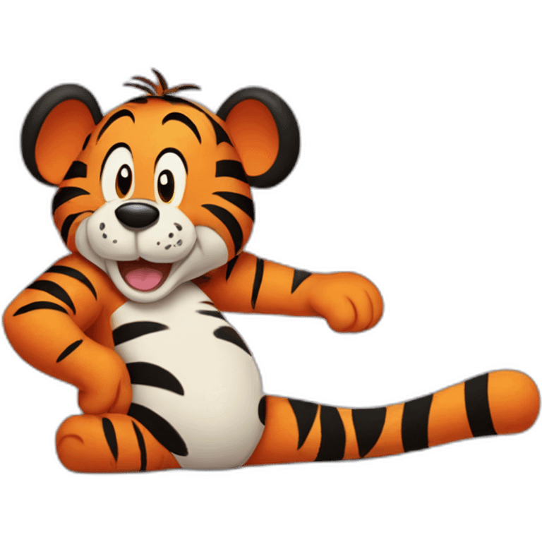 Mickey Mouse mixed with tigger the tiger itching his thigh emoji