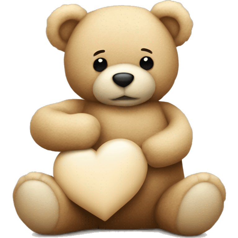 a light teddy bear hugging a darles teddy bear with a beige heart on their side emoji