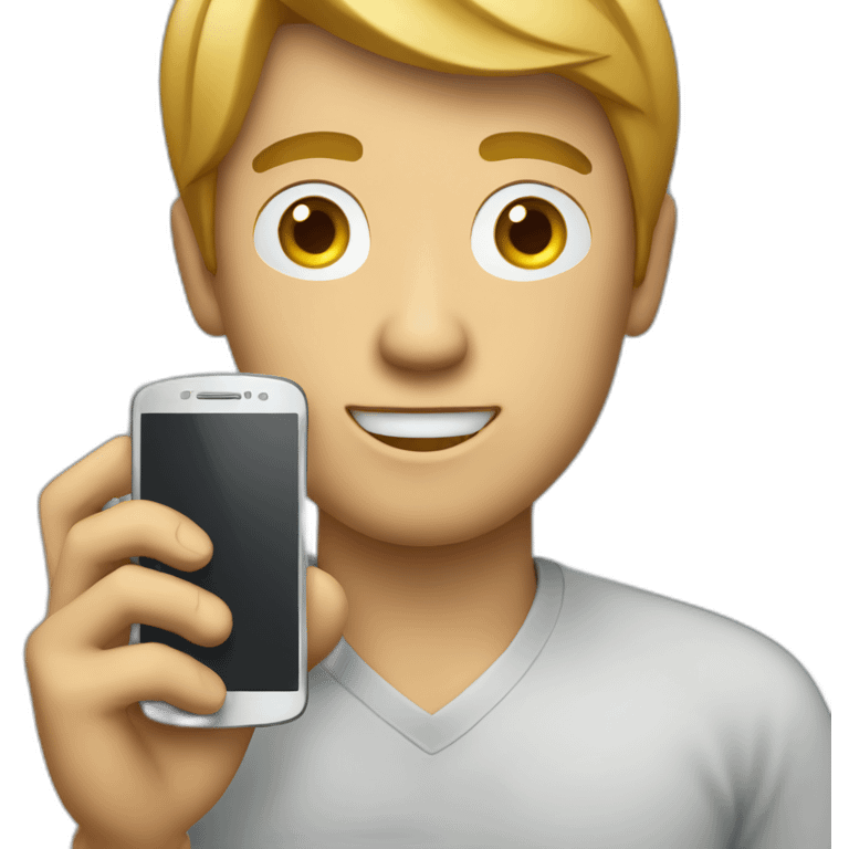 A man talks into a mobile phone emoji