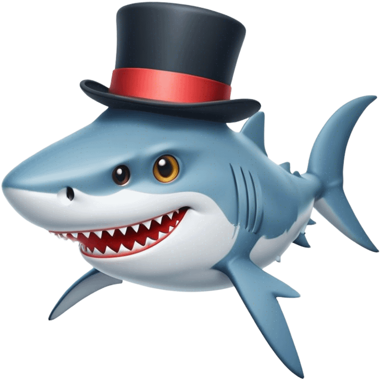 Shark with a top hat emoji