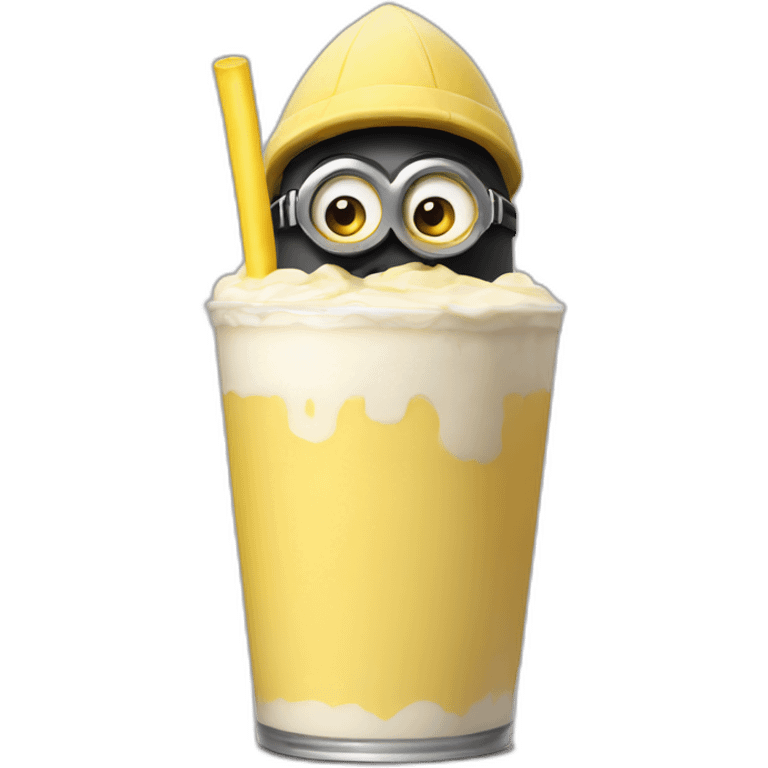 Gang member minion holding an banana milkshake emoji