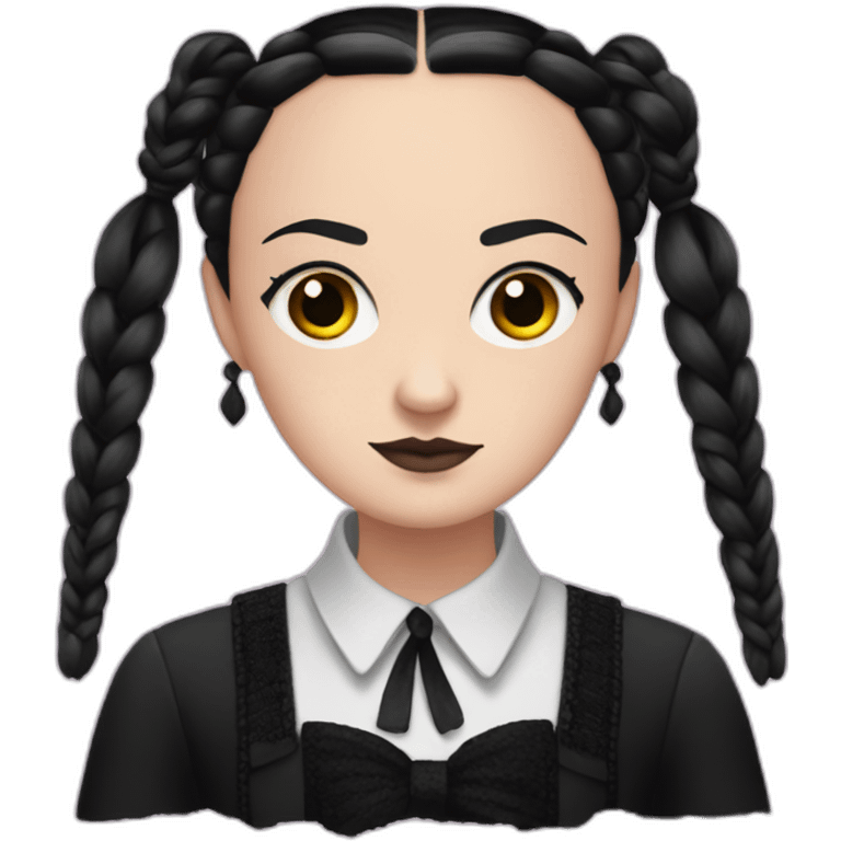 wednesday addams with braided hair and his painting nails emoji