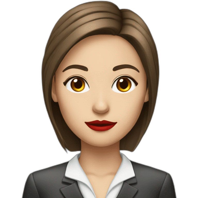 brown straight hair and red lips young female lawyer emoji