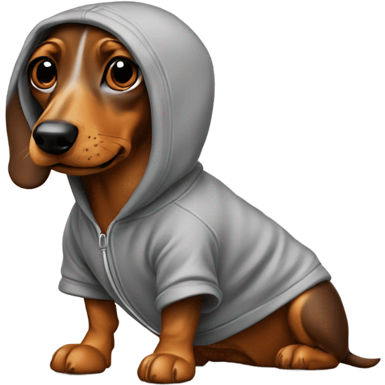 Weiner dog wearing hoodie emoji