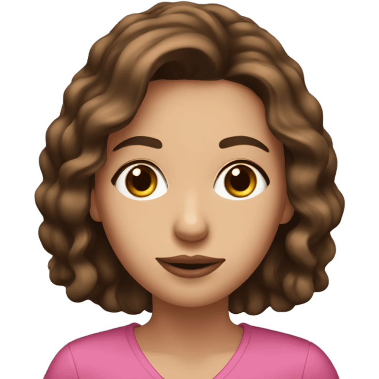 Pretty brown haired woman with brown eyes holding a pink weed pen  emoji