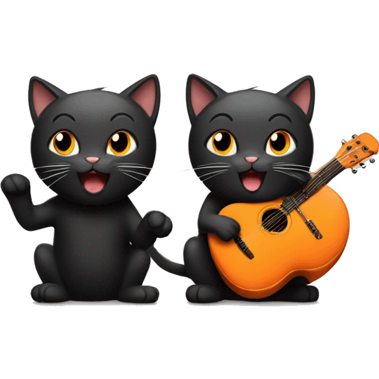 Black Cat and Orange Cat sing emoji