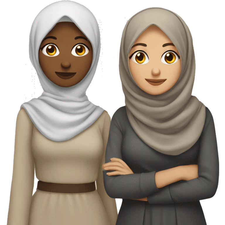 Non hijabi with her hijabi friend    emoji