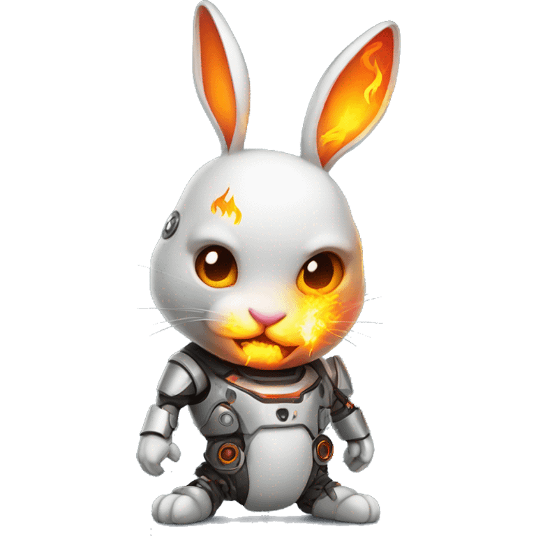 cyborg rabbit with fire emoji